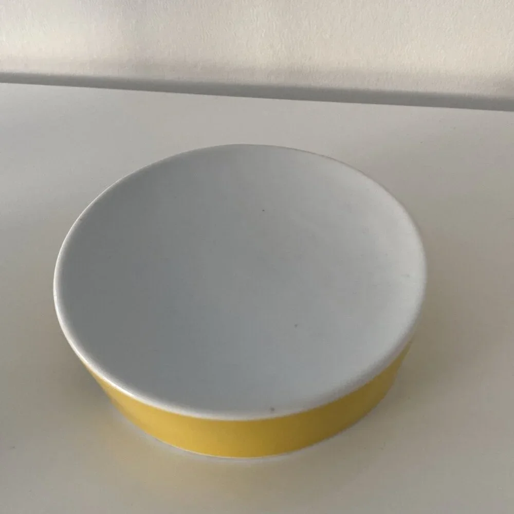 Set of 4 West Elm Trinket Trays / Catchalls in Yellow and White, Decorative Acce